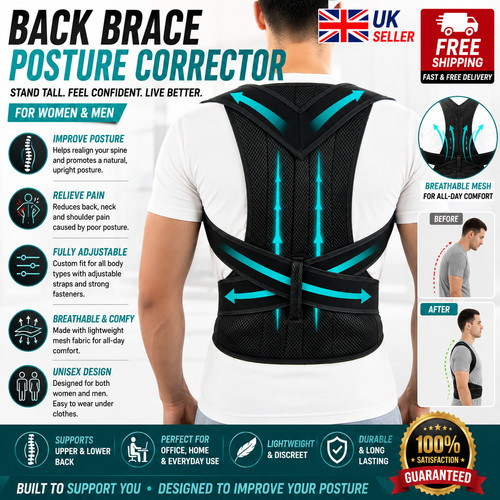 Back brace posture corrector - back,